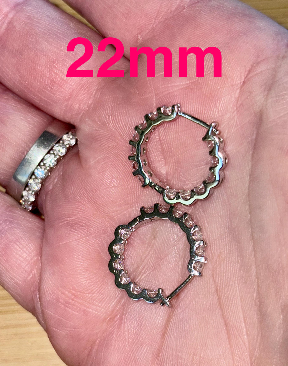 Moissanite hoops. A certified 2.6cttw pair of flashy Moissanite hoops - just like porridge, not too big and not too small, but *just right*!