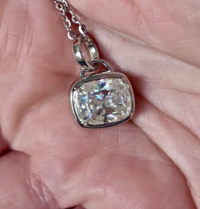 My 5ct cushion-cut “A Second Look” pendant necklace in sterling silver and 18k! Don’t let your eyes deceive you!