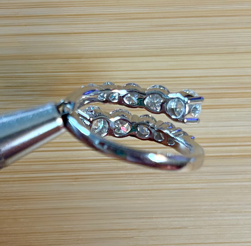 Moissanite ring. A deliciously decadent, sparkling 3.46cttw certified Moissanite bypass ring in heavy sterling or ARGENTIUM silver and 18k!