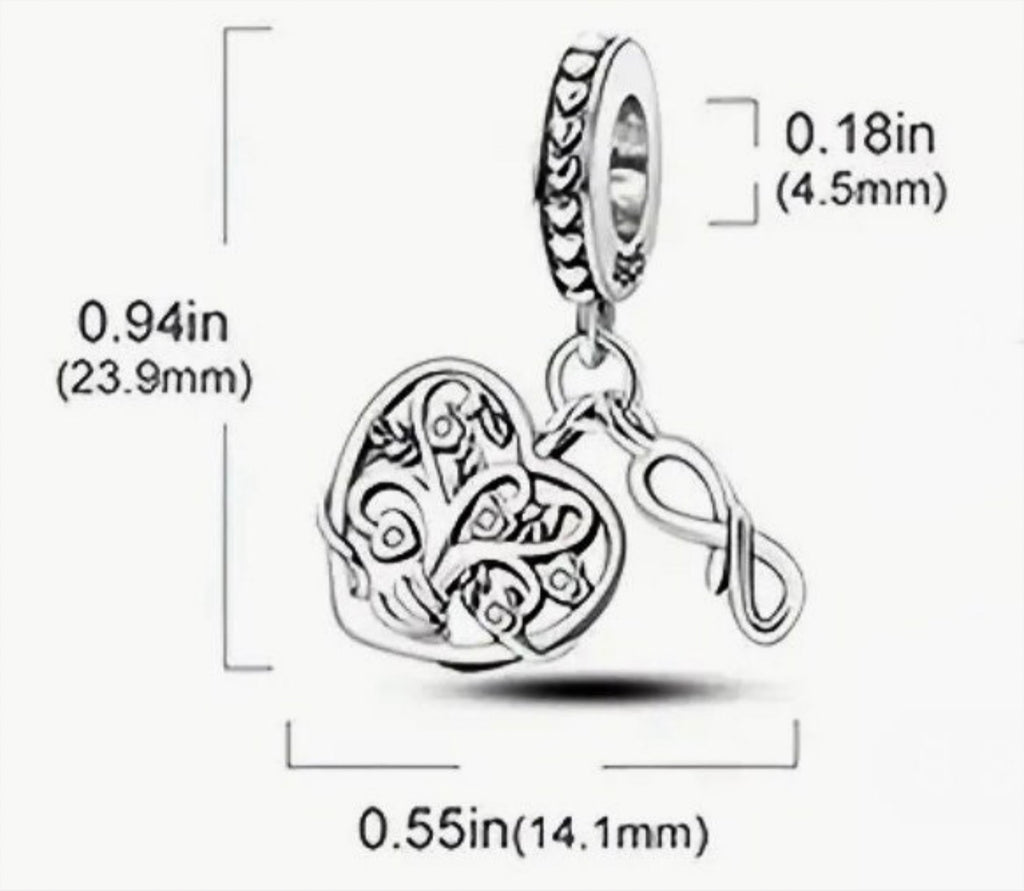 Dragonfly charm, rose charm, tree of life charm and lightning bug charm that glows in the dark! All solid sterling silver charms!
