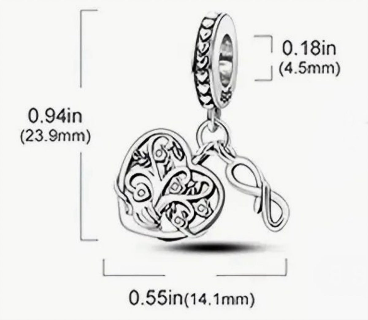 Dragonfly charm, rose charm, tree of life charm and lightning bug charm that glows in the dark! All solid sterling silver charms!
