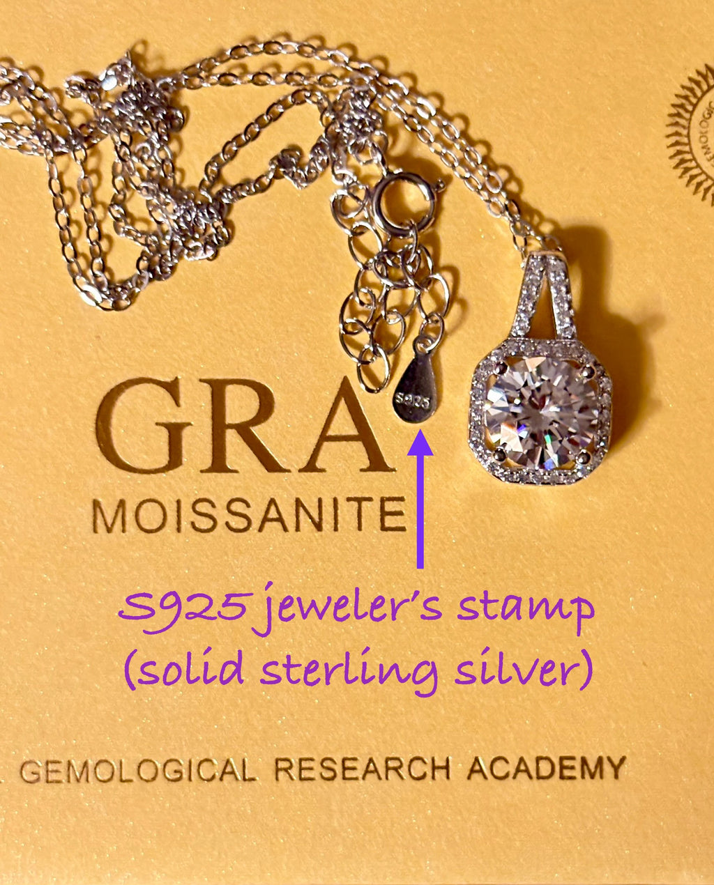 Moissanite necklace. A 2ct certified Moissanite set within an octagonally-shaped halo of pavé-set gleaming white zircons - at a 1ct price!