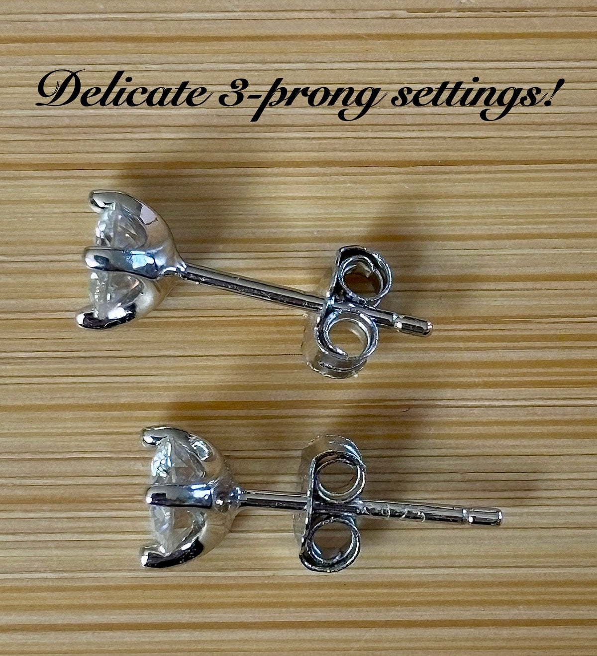 1ctw DOUBLE certified Moissanite studs, D-color and VVS1 clarity in delicate 3-claw settings! Minimalist design with substantial fire!