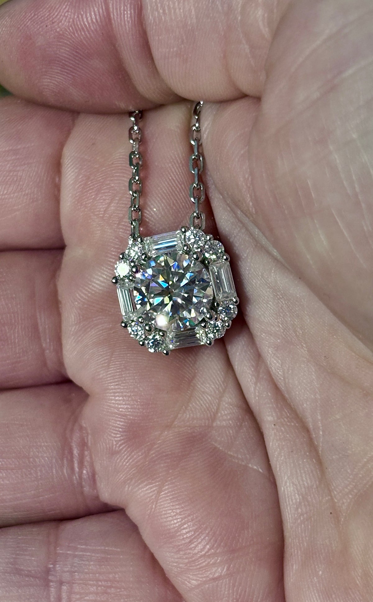 5.8ctw “Opulent Octagon” fully Moissanite pendant necklace in sterling silver and 18k!