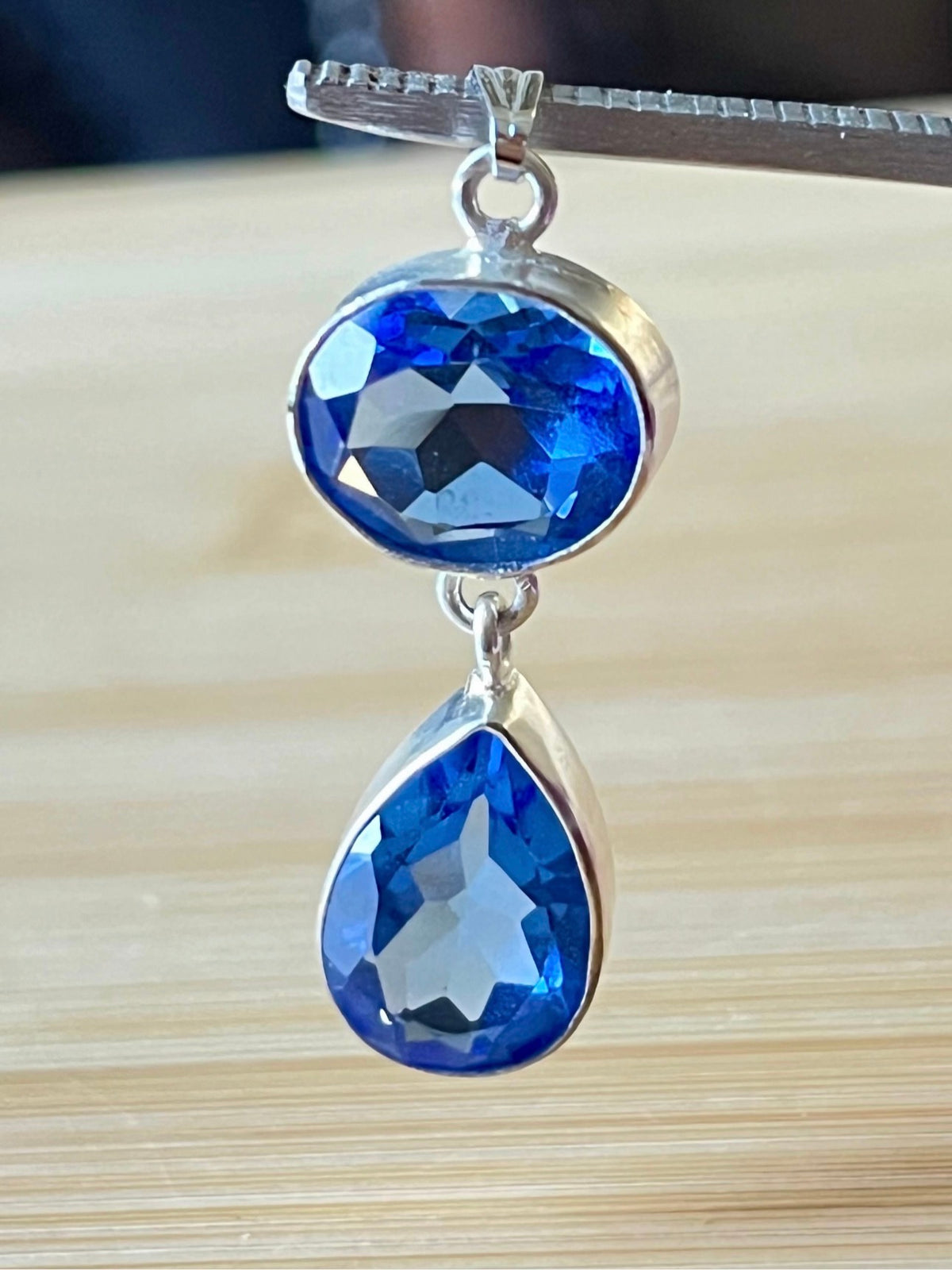 Lab tanzanite pendant and lab morganite pendants, and natural amethyst and moonstone pendants. All in solid sterling silver!