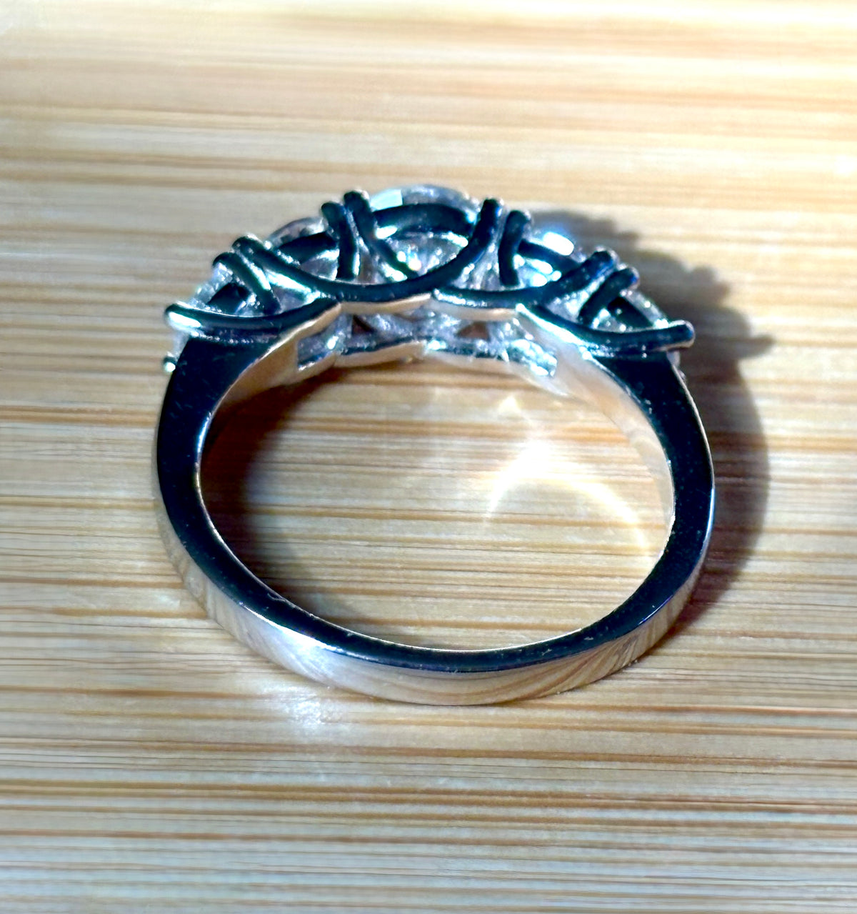 Moissanite ring. A 2.5ctw certified Moissanite ring, for those who want plenty of sparkle but a daintier ring! This feminine 5-stone design is just the thing!
