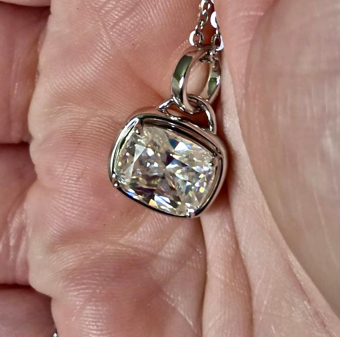 My 5ct cushion-cut “A Second Look” pendant necklace in sterling silver and 18k! Don’t let your eyes deceive you!