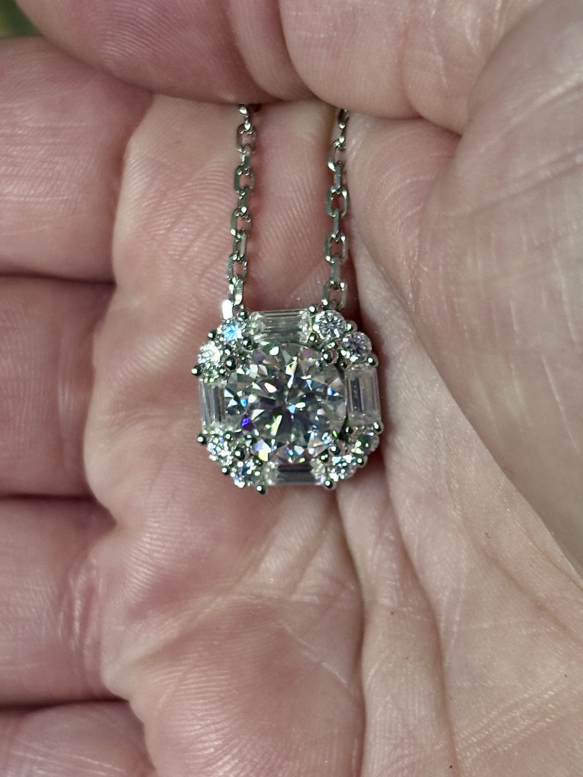 5.8ctw “Opulent Octagon” fully Moissanite pendant necklace in sterling silver and 18k!