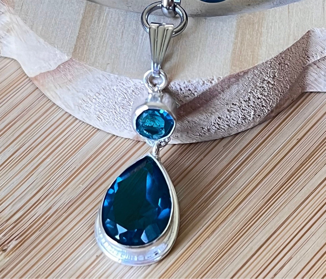 Blue apatite and gray moonstone bracelet with stainless steel hardware and optional sterling silver gemstone pendant!