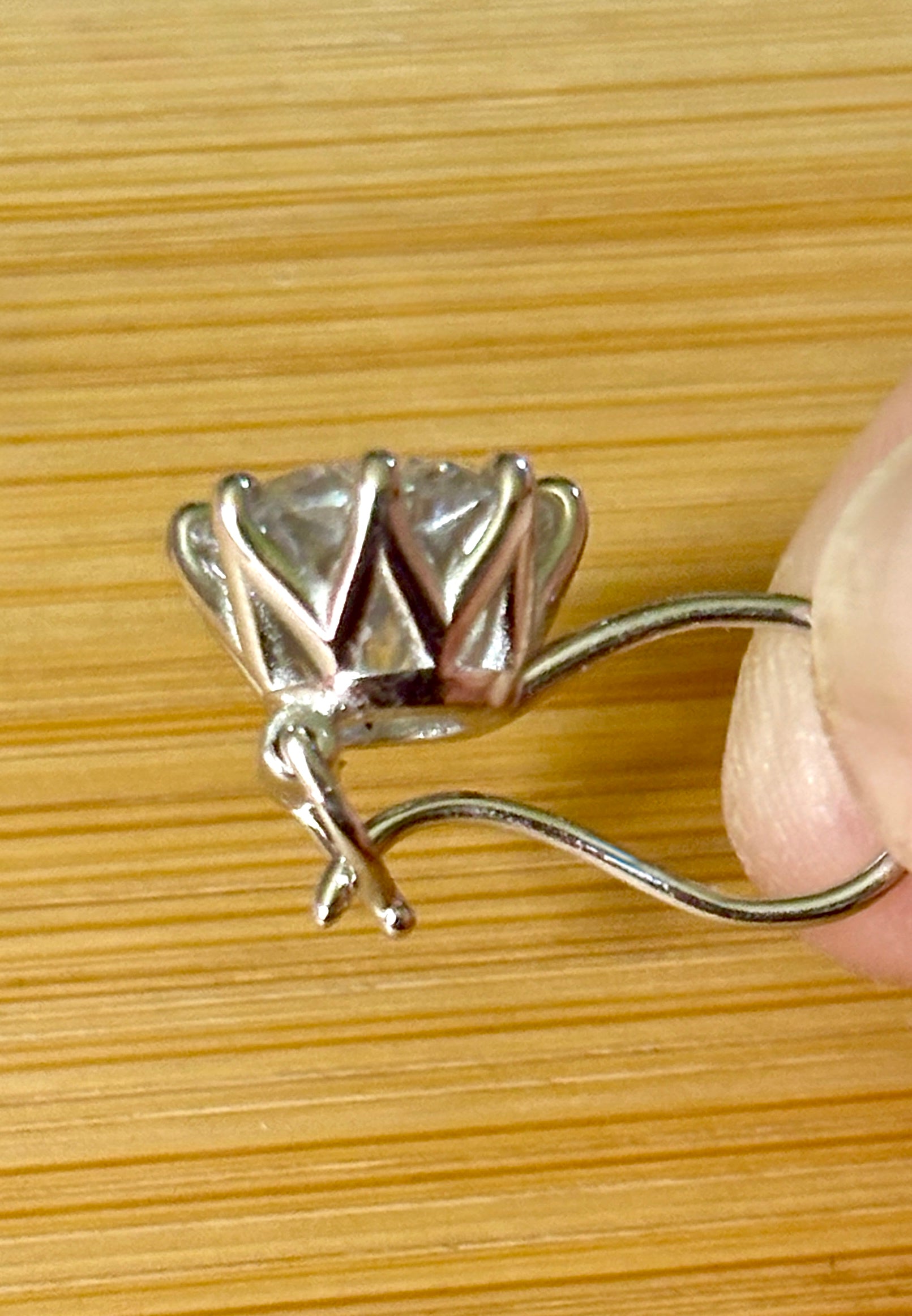 Moissanite earrings. Exclusive 8ctw double certified Moissanite fish hook earrings with *buckle backs* in 935 Argentium silver and 18k white rhodium!