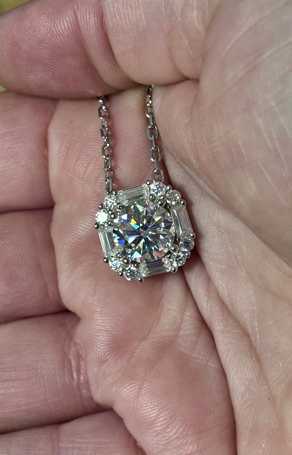 5.8ctw “Opulent Octagon” fully Moissanite pendant necklace in sterling silver and 18k!