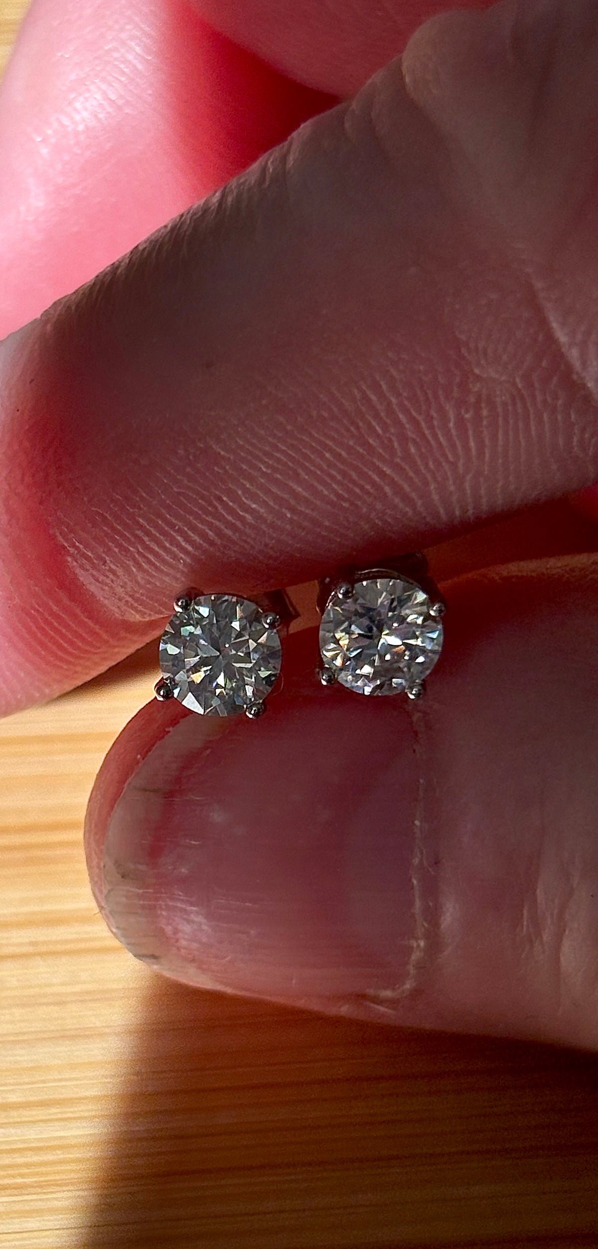 1ctw certified Moissanite studs, D-color and VVS1 clarity! Small in size, substantial in sparkles! Perfect for second piercings or youths!
