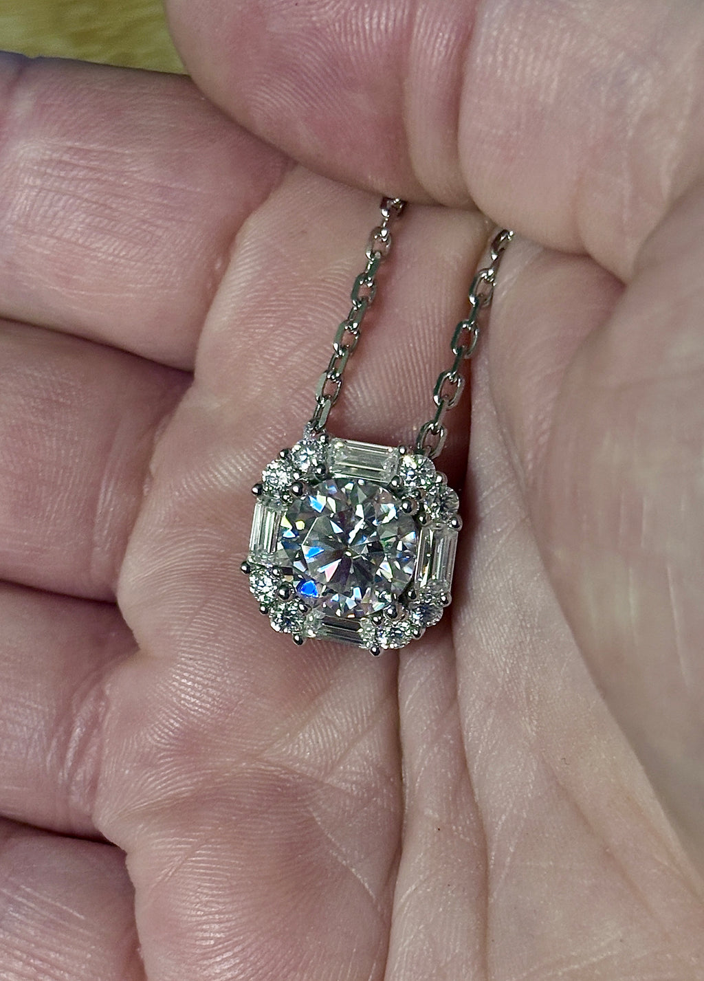 5.8ctw “Opulent Octagon” fully Moissanite pendant necklace in sterling silver and 18k!