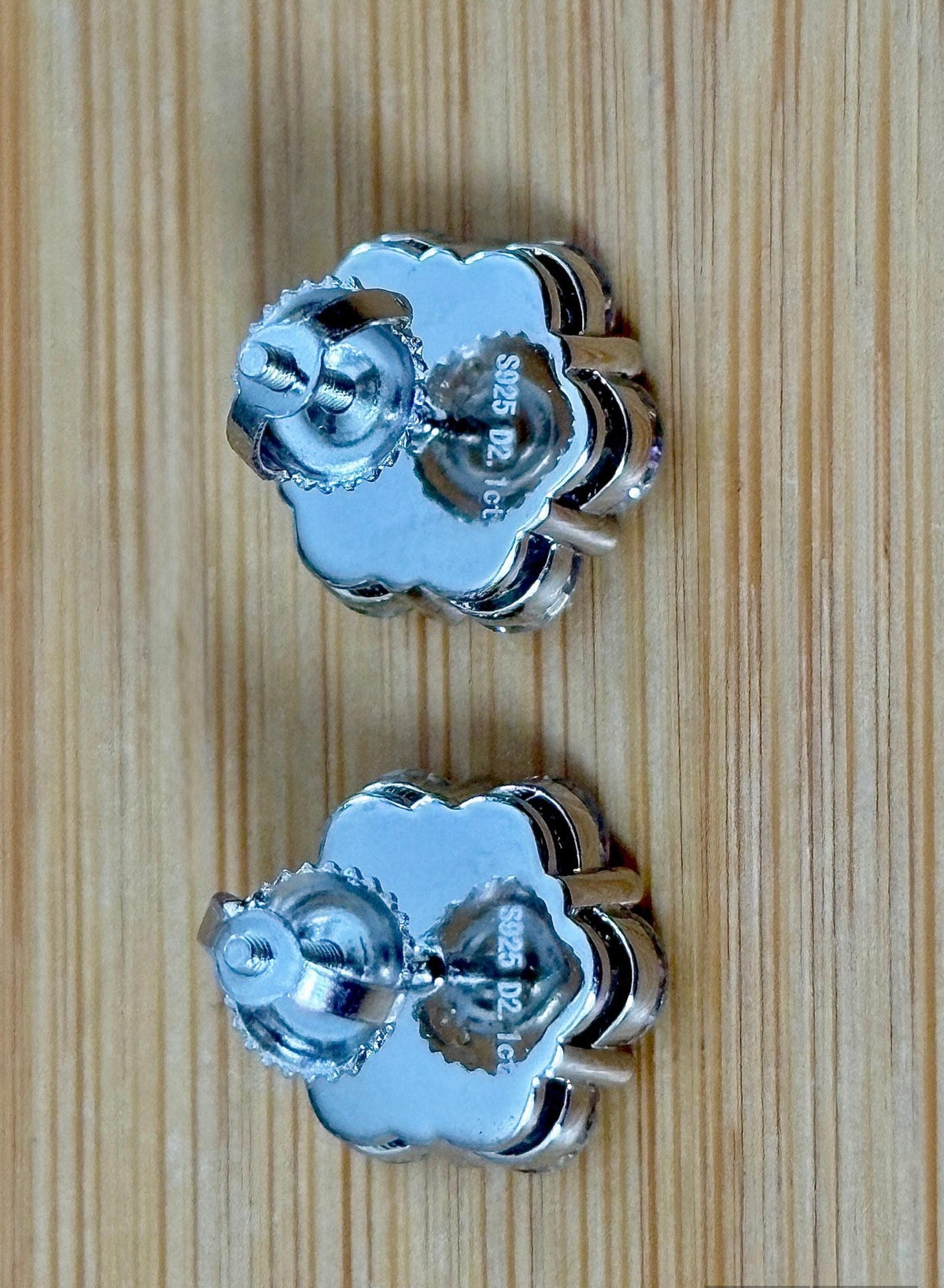 Moissanite earrings. A 4.2cttw certified pair of glamorous Moissanite cluster earrings with gorgeously bright stones and screw-on ear nuts!