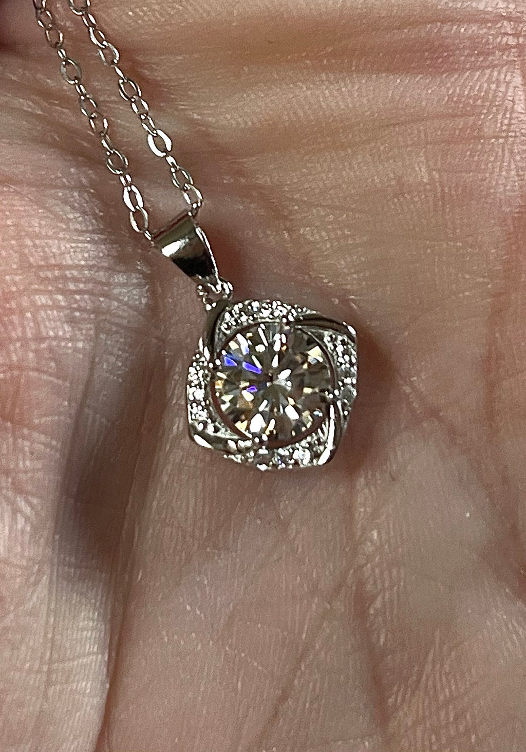 Moissanite necklace. Certified 1ct Moissanite “Quasar” design pendant! Be the star of the show wearing this unique, contemporary design!