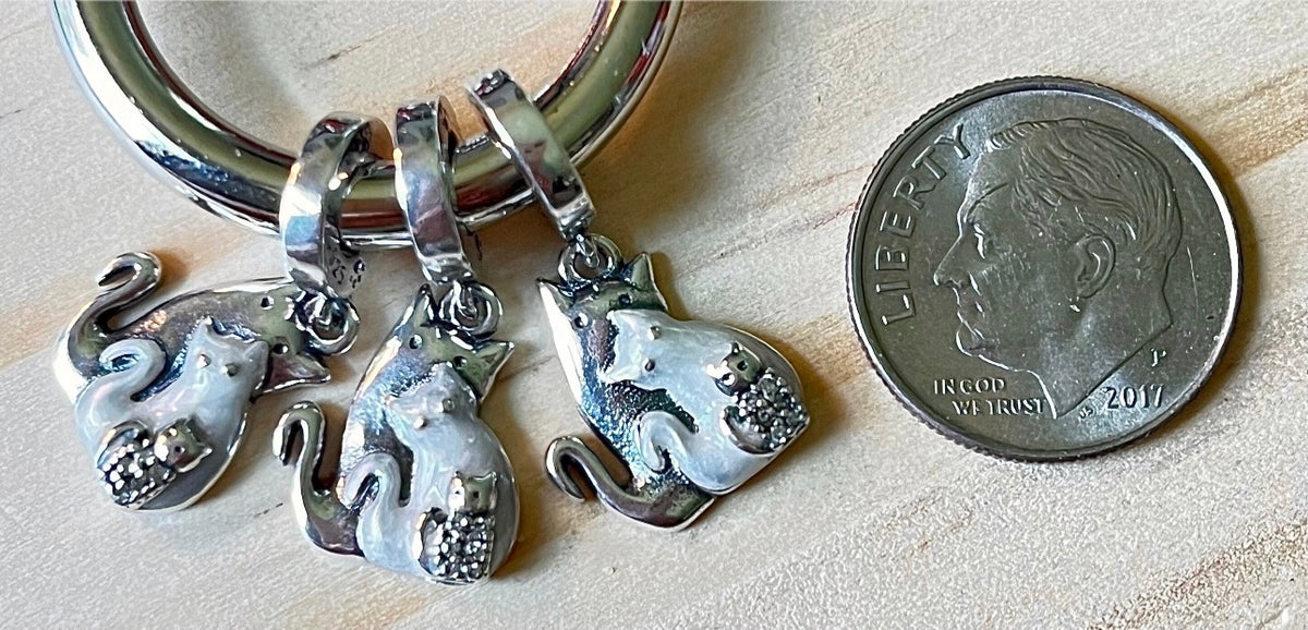 Cat charm, angel charm and cross charm! All genuine 925 sterling silver charms!