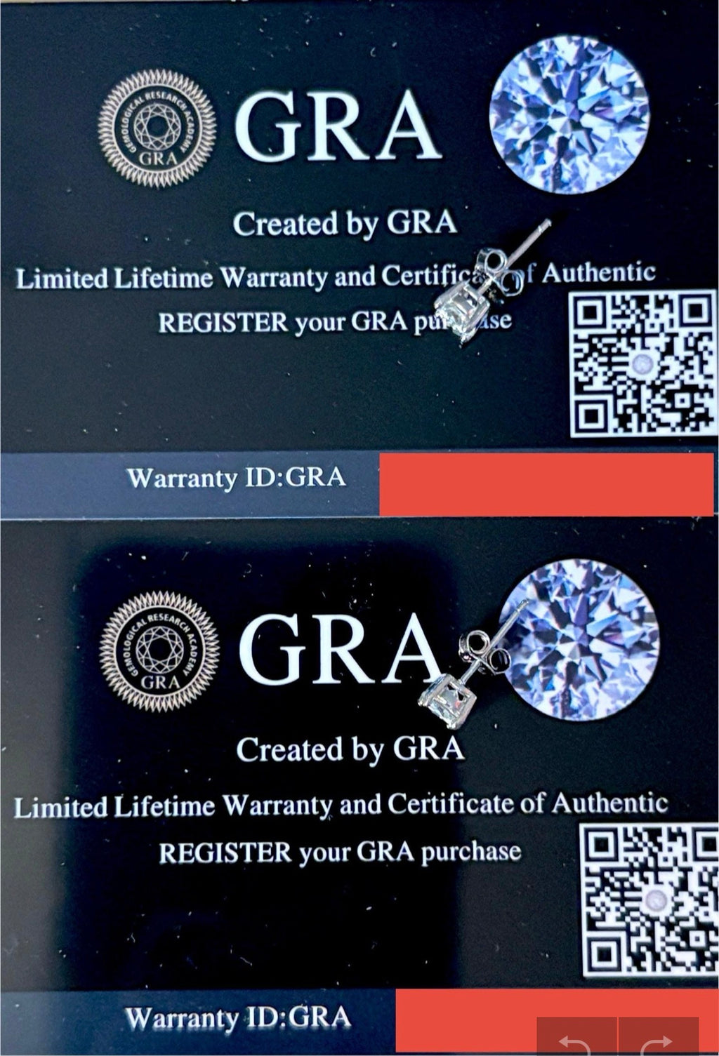 1cttw DOUBLE certified Moissanite studs with D-color and VVS1 clarity! Set in sterling silver bathed in 18k white gold, they’re a cut above!