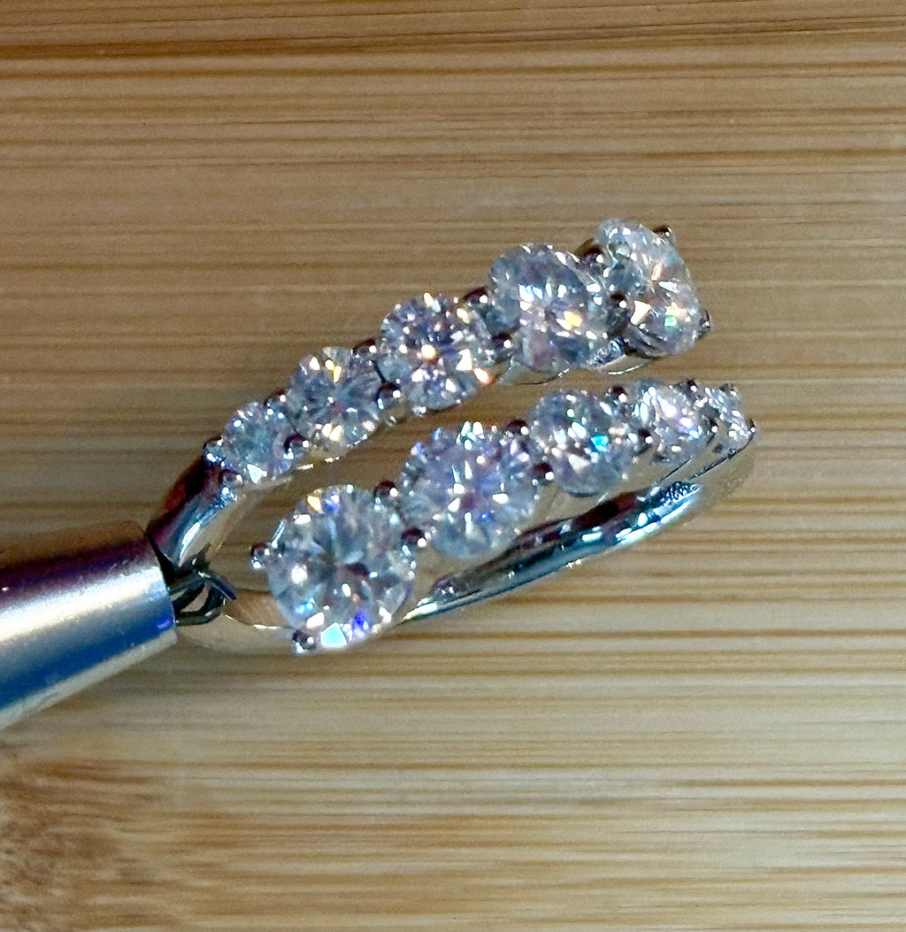 Moissanite ring. A deliciously decadent, sparkling 3.46cttw certified Moissanite bypass ring in heavy sterling or ARGENTIUM silver and 18k!
