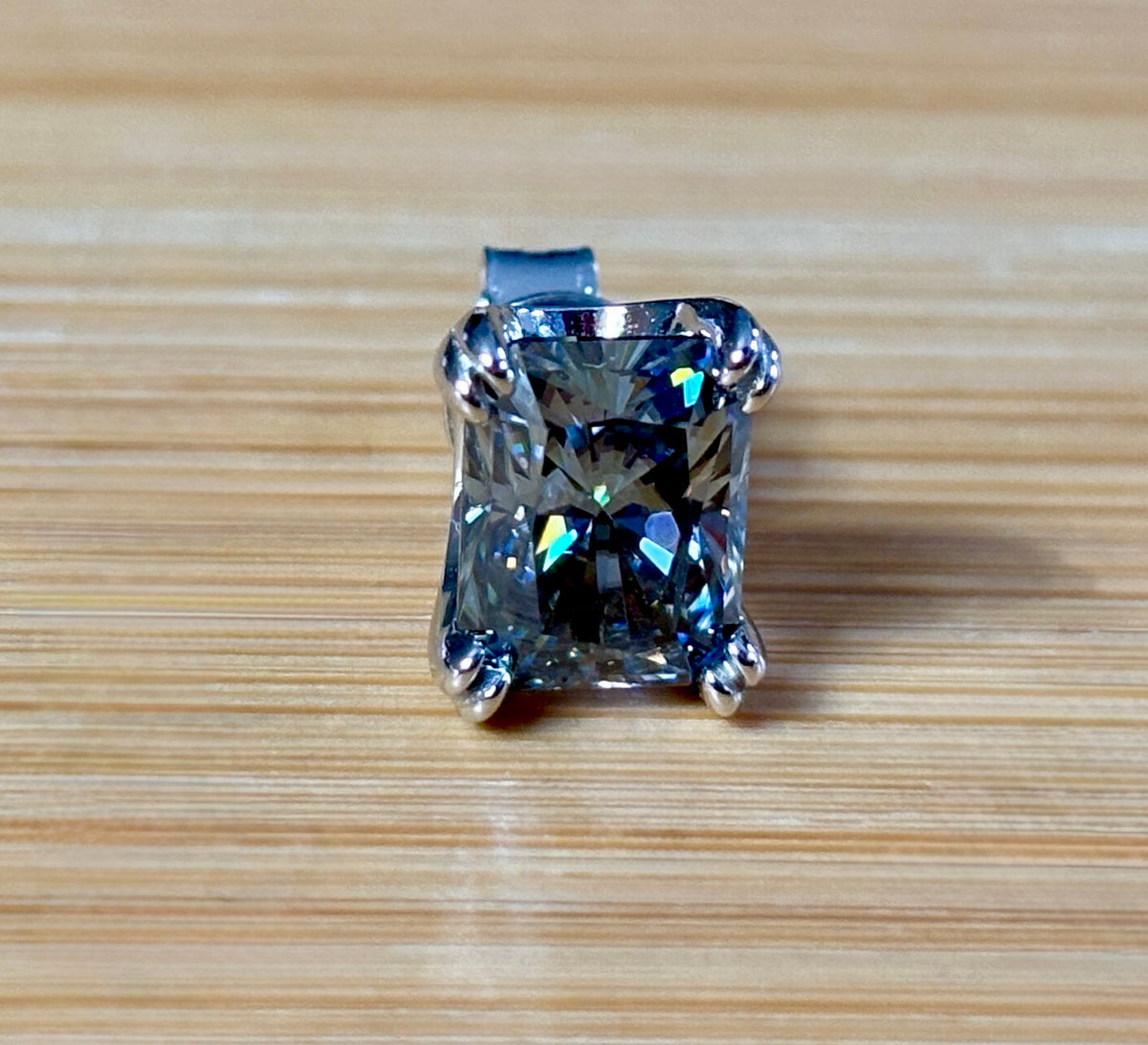 6 cttw Gray Radiant Moissanite Studs (Double Certified)