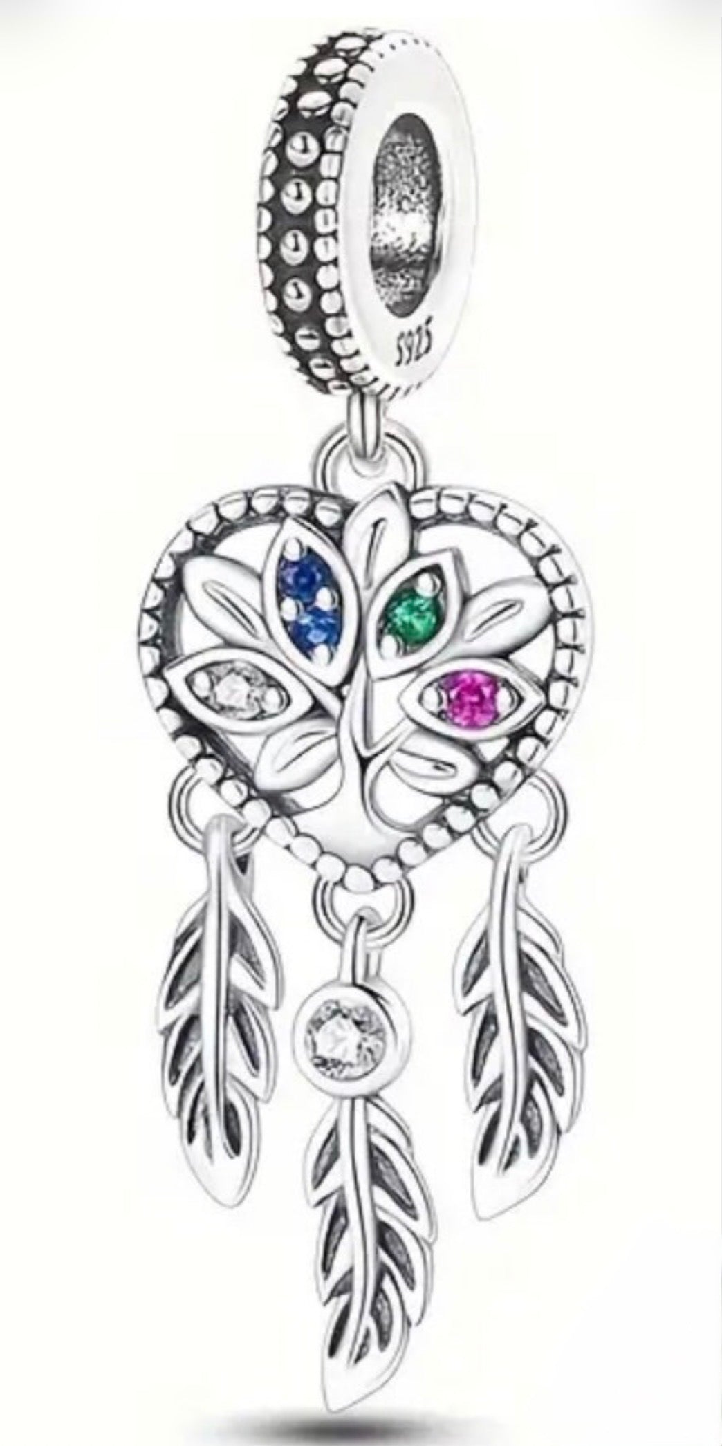 Opalescent lotus flower necklace, dream catcher earrings and dream catcher charm! All solid sterling silver and accented with pretty gems!
