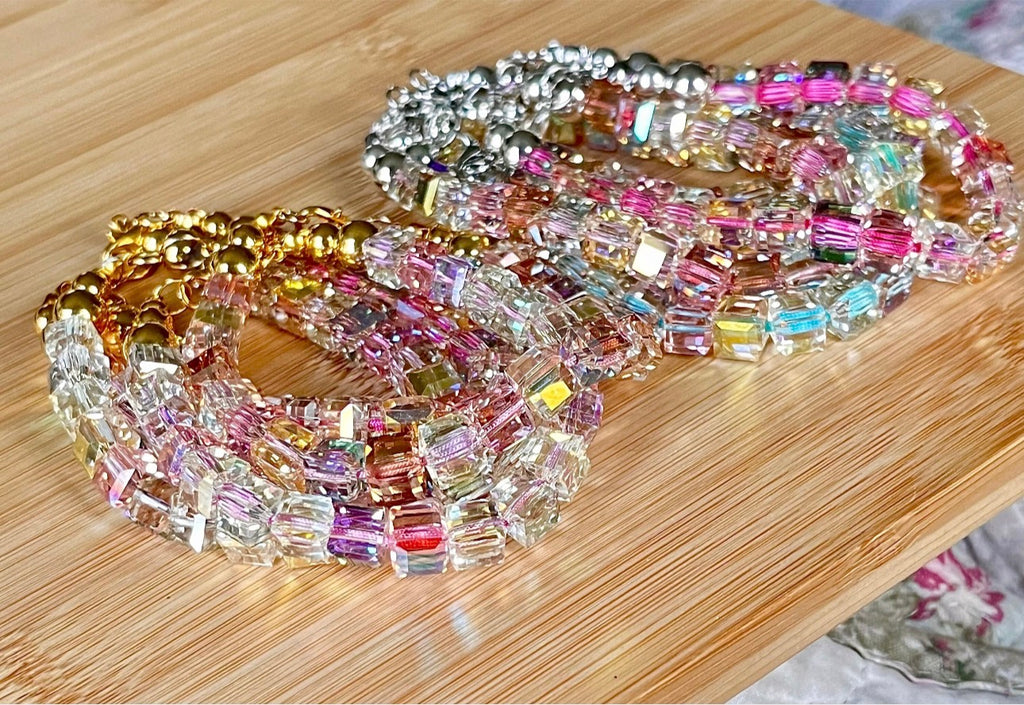 Austrian crystal bracelet with stainless steel components.