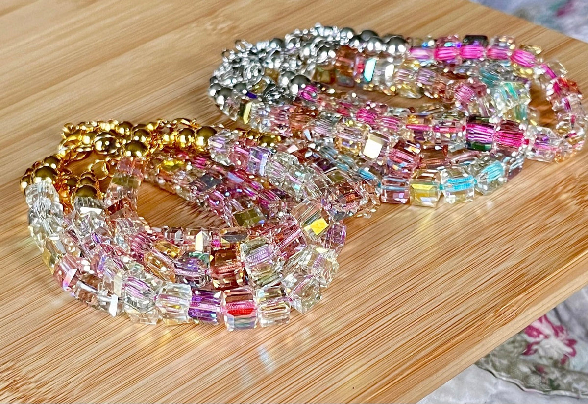 Austrian crystal bracelet with stainless steel components.