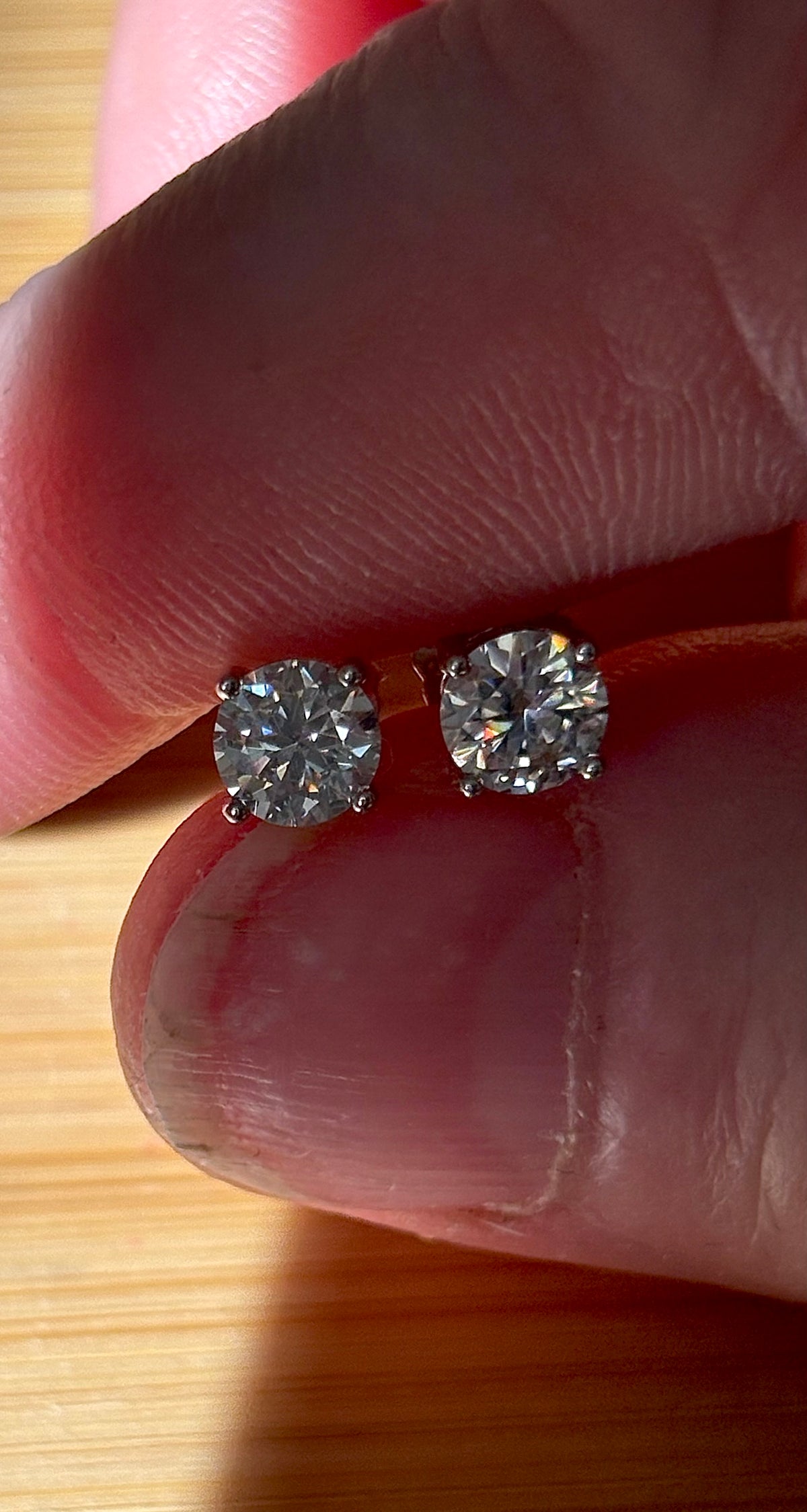 1ctw certified Moissanite studs, D-color and VVS1 clarity! Small in size, substantial in sparkles! Perfect for second piercings or youths!