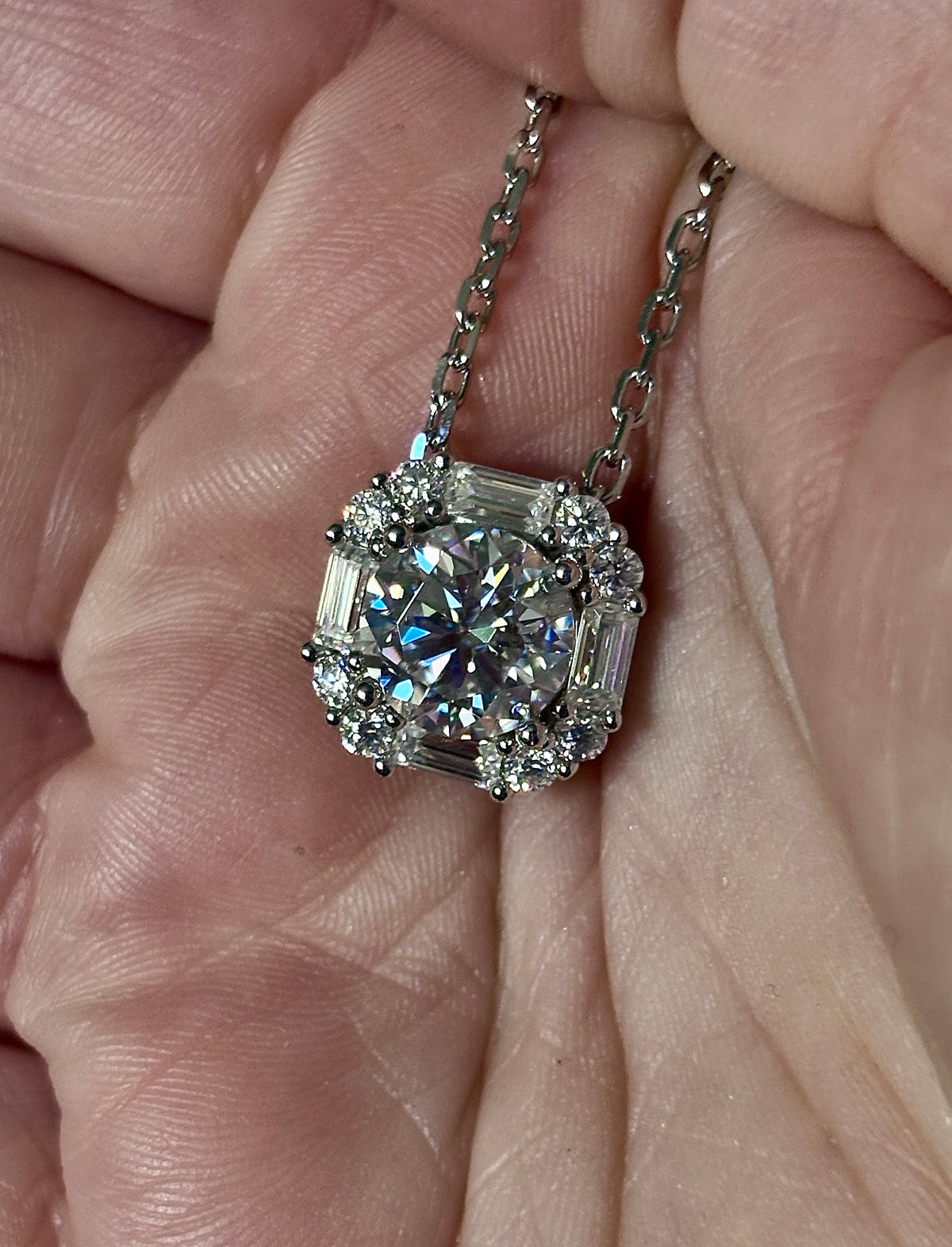 5.8ctw “Opulent Octagon” fully Moissanite pendant necklace in sterling silver and 18k!