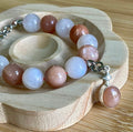 Rainbow moonstone and peach moonstone bracelet, high quality 12mm moonstones and OPTIONAL solid sterling silver moonstone pendant!