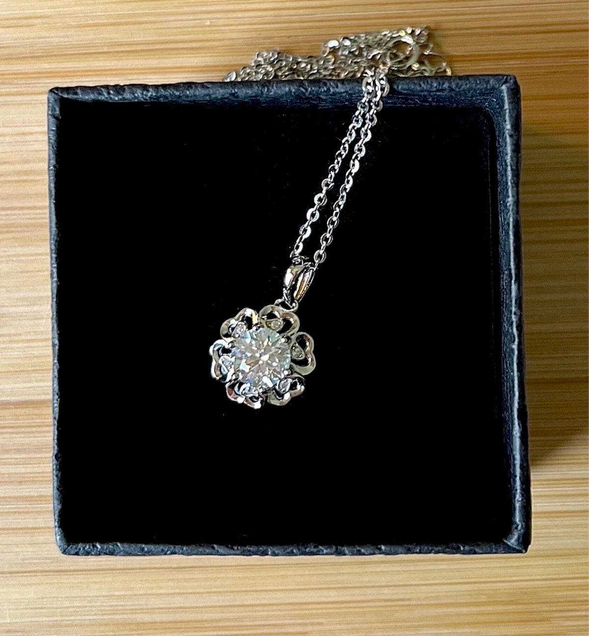 CERTIFIED Moissanite necklace! 1ct white OR light blue Moissanite with zircon accents in solid sterling! *Two times* more refractive than diamond!
