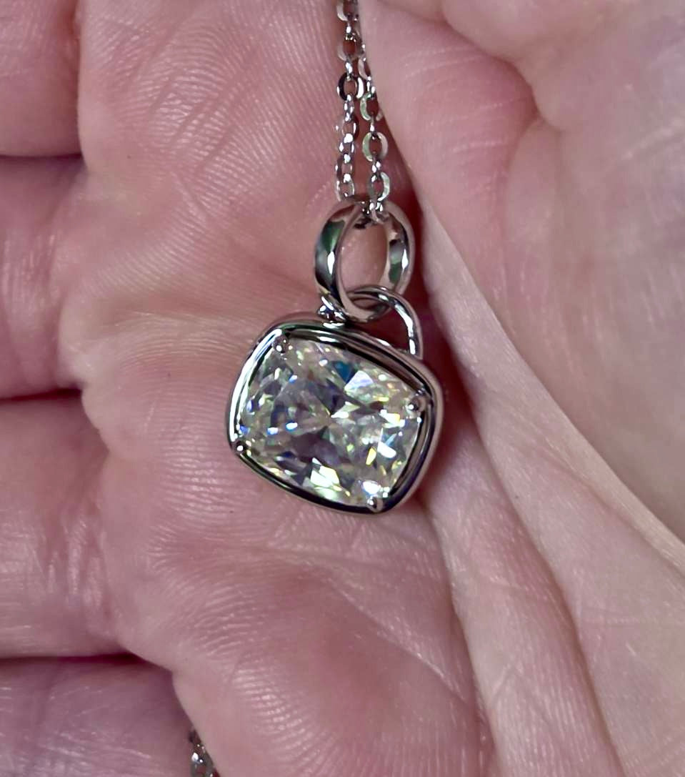 My 5ct cushion-cut “A Second Look” pendant necklace in sterling silver and 18k! Don’t let your eyes deceive you!