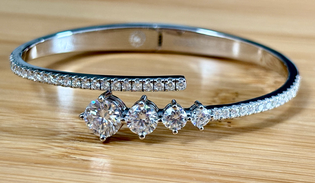 My EXCLUSIVE Moissanite and 935 Argentium silver bracelet! A gorgeous 5.79cttw designer bypass bracelet in *genuine* 935 Argentium silver and 18k gold!