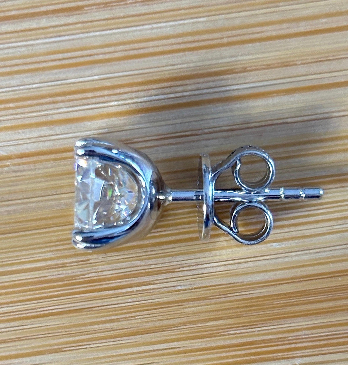 A lovely DOUBLE certified pair of 4cttw Old European Cut Moissanite studs in 935 Argentium silver and 18k double-claw mountings!