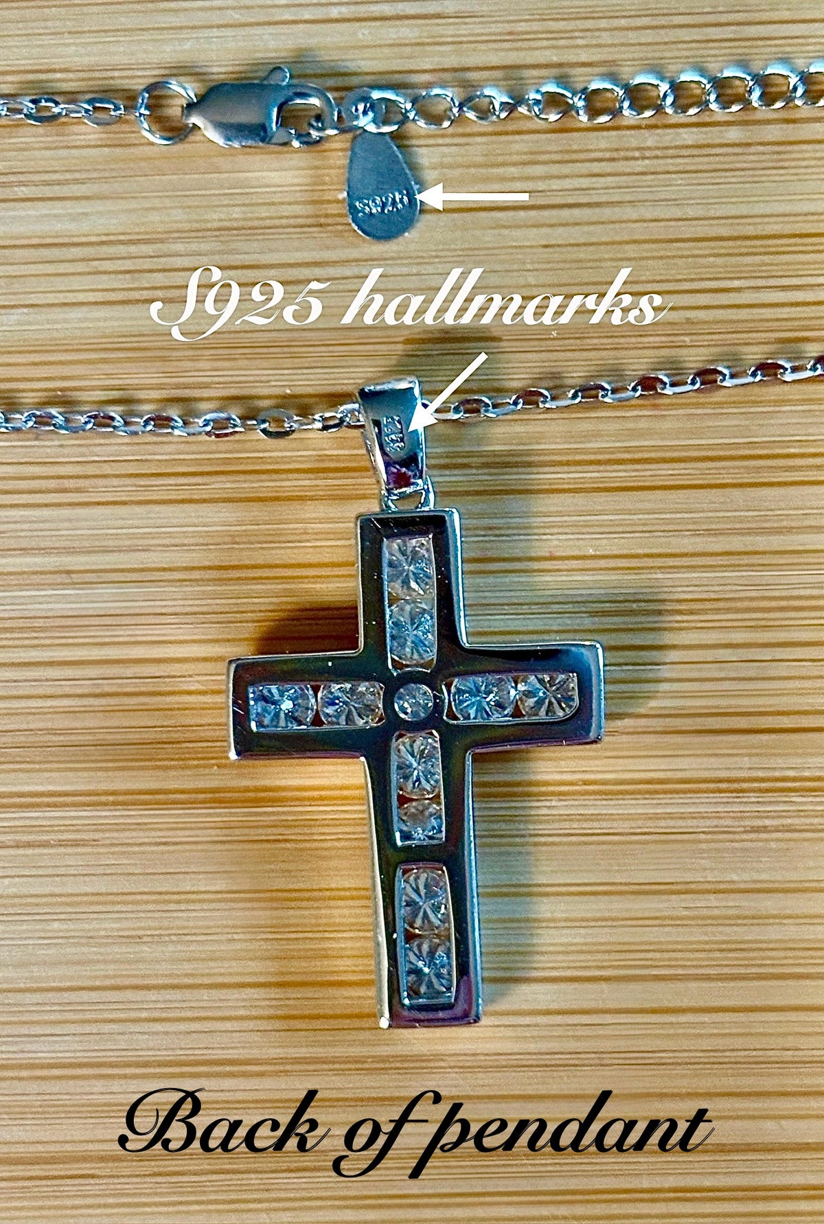Moissanite necklace. A beautiful 2.2cttw certified Moissanite cross with channel-style stone setting. Classy, elegant, contemporary and très chic!