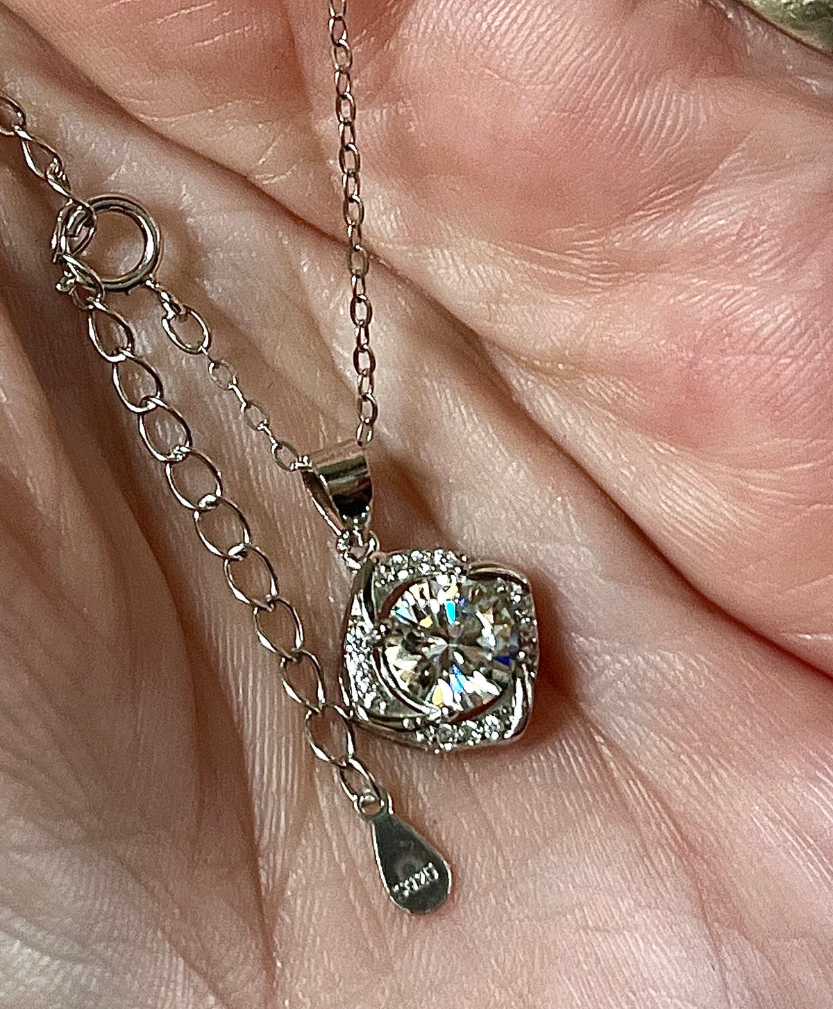 Moissanite necklace. Certified 1ct Moissanite “Quasar” design pendant! Be the star of the show wearing this unique, contemporary design!