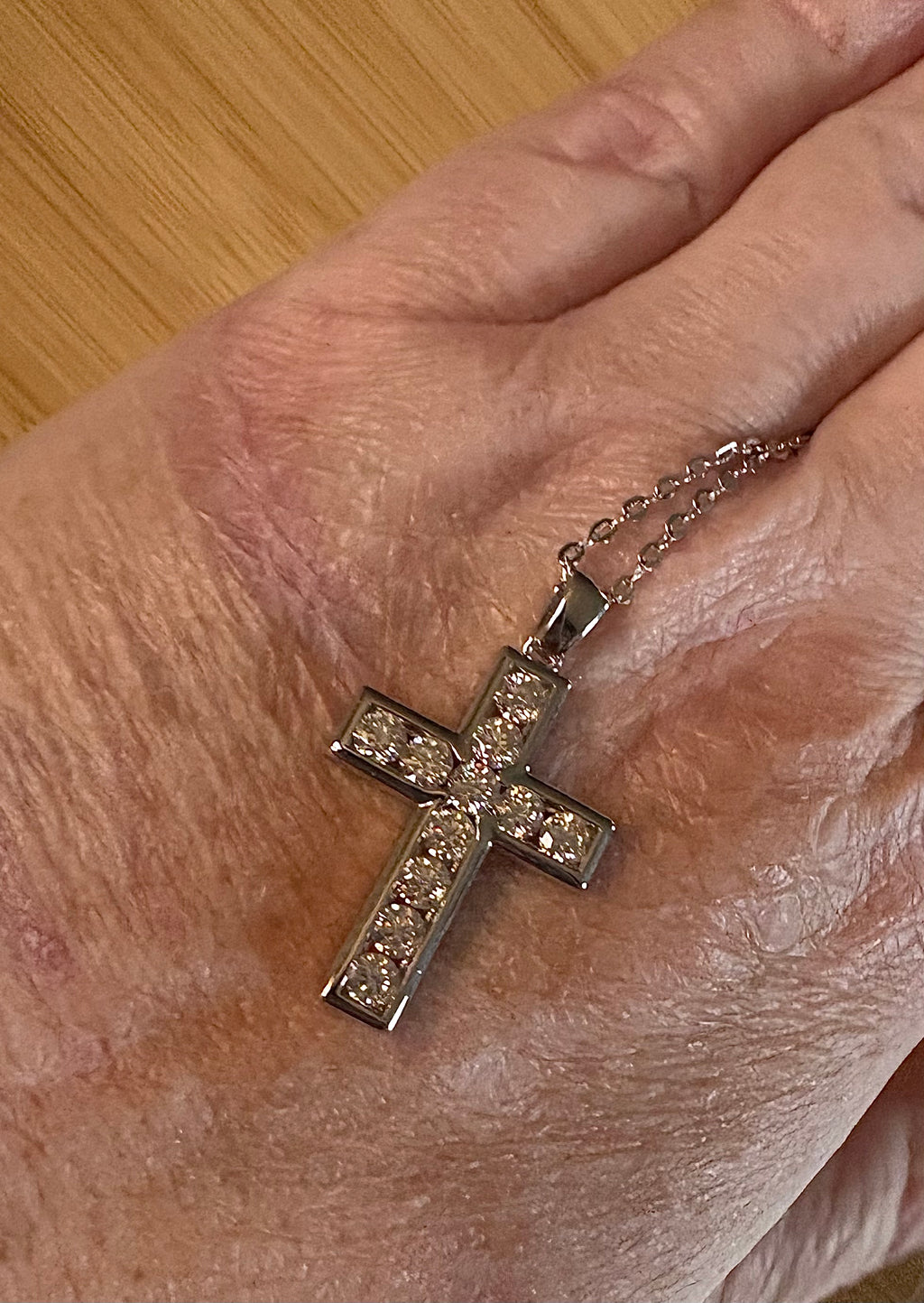 Moissanite necklace. A beautiful 2.2cttw certified Moissanite cross with channel-style stone setting. Classy, elegant, contemporary and très chic!