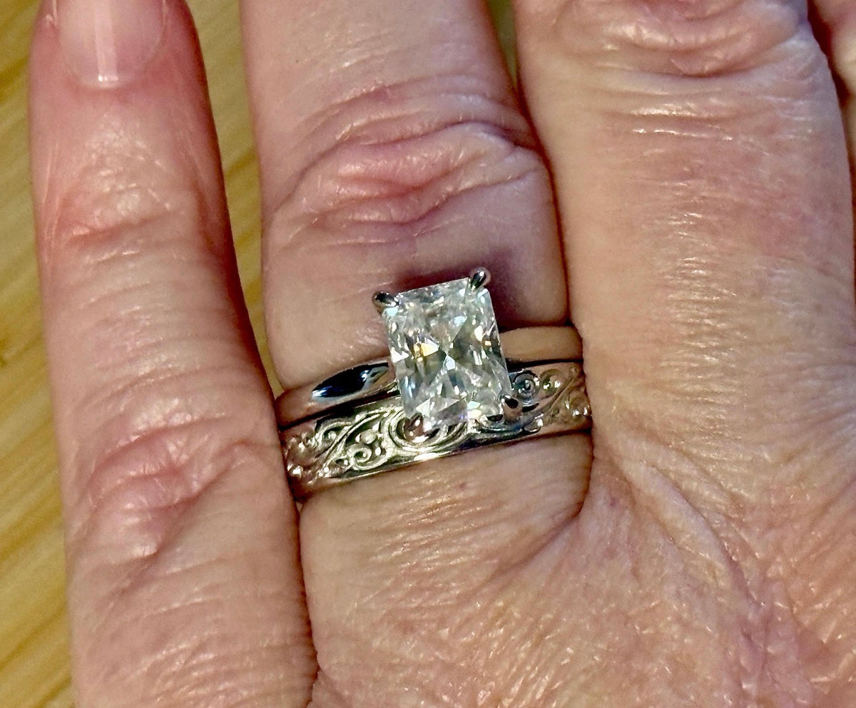 Durable *genuine* 935 Argentium & 18k everyday bands to pair with my rings or wear alone! Sturdy silver resistant to tarnishing and dings!