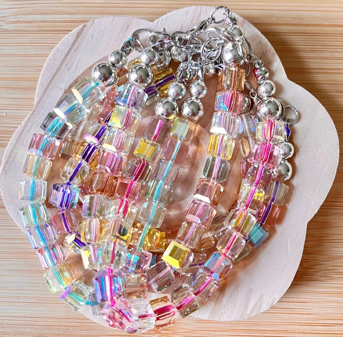 Austrian crystal bracelet with stainless steel components.