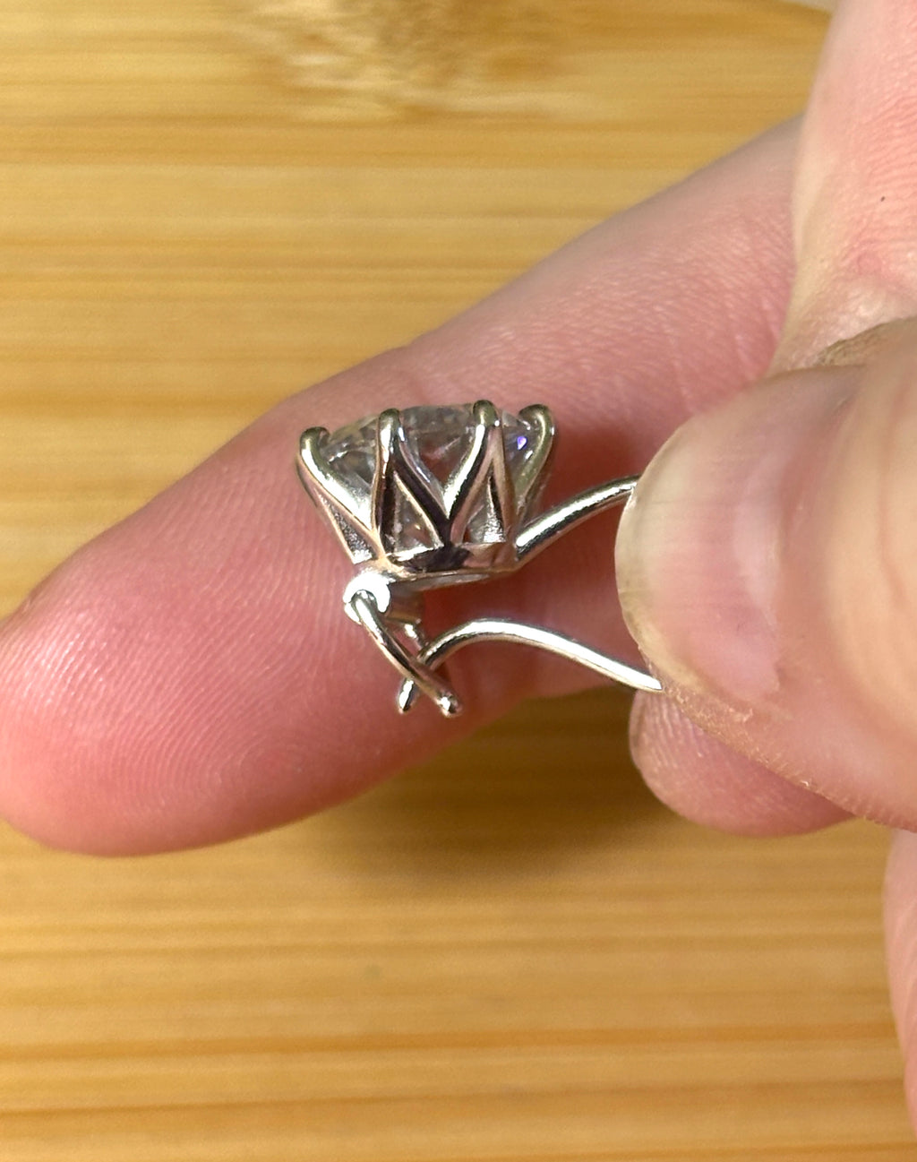 Moissanite earrings. Exclusive 8ctw double certified Moissanite fish hook earrings with *buckle backs* in 935 Argentium silver and 18k white rhodium!