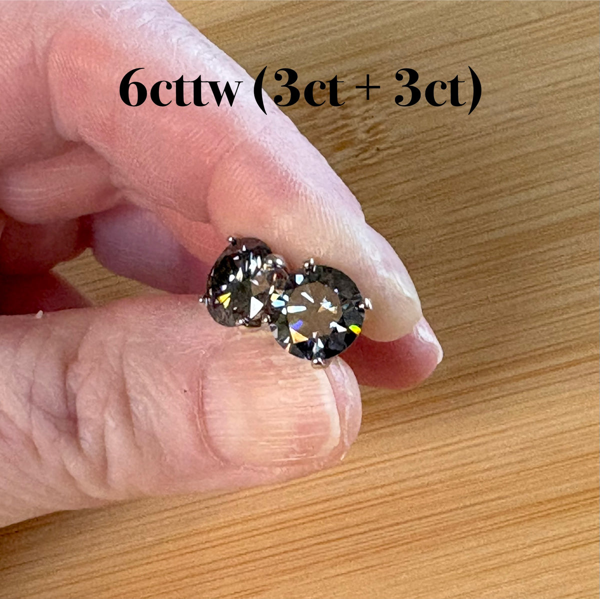 Moissanite studs. An incredible 2ctw or 6ctw pair of GRAY, DOUBLE certified round brilliant Moissanites in sterling silver and 18k!