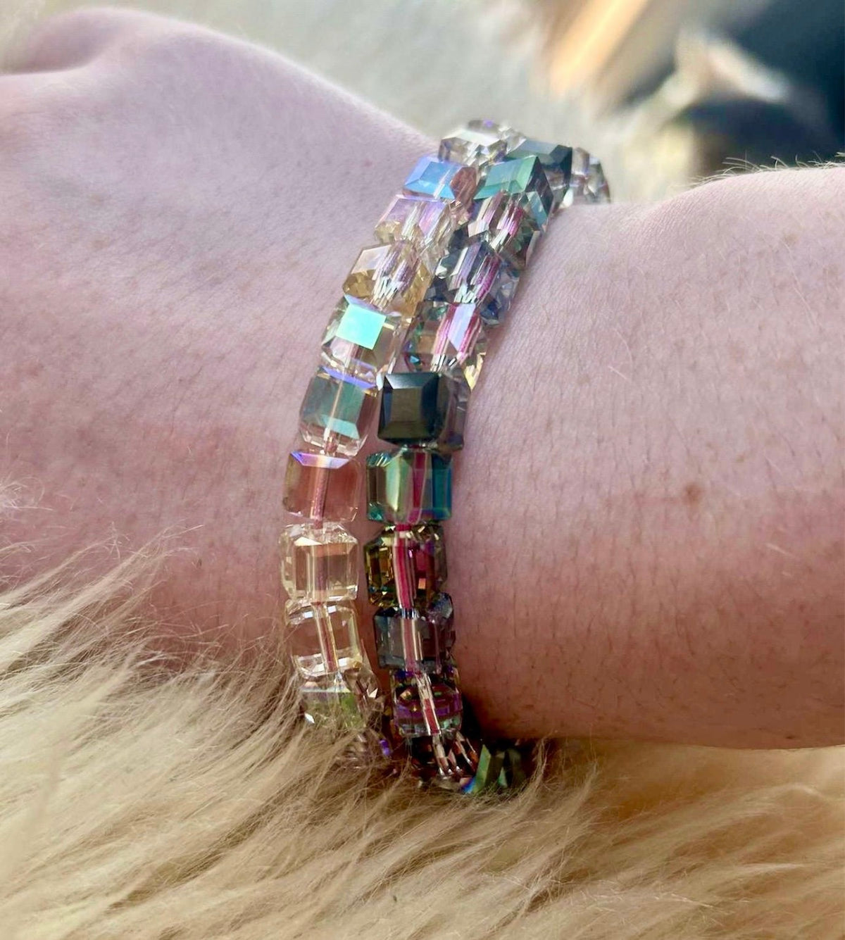 Austrian crystal bracelet with stainless steel components.