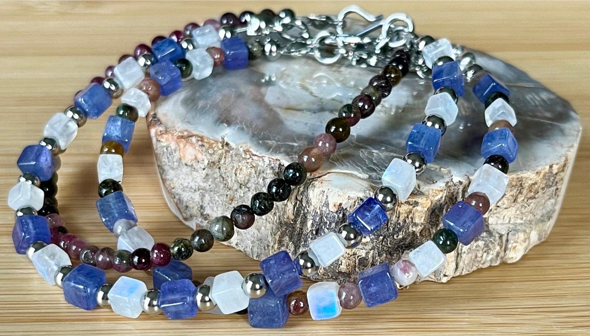 Tanzanite and moonstone bracelet, tourmaline and tanzanite bracelet or tourmaline bracelet!
