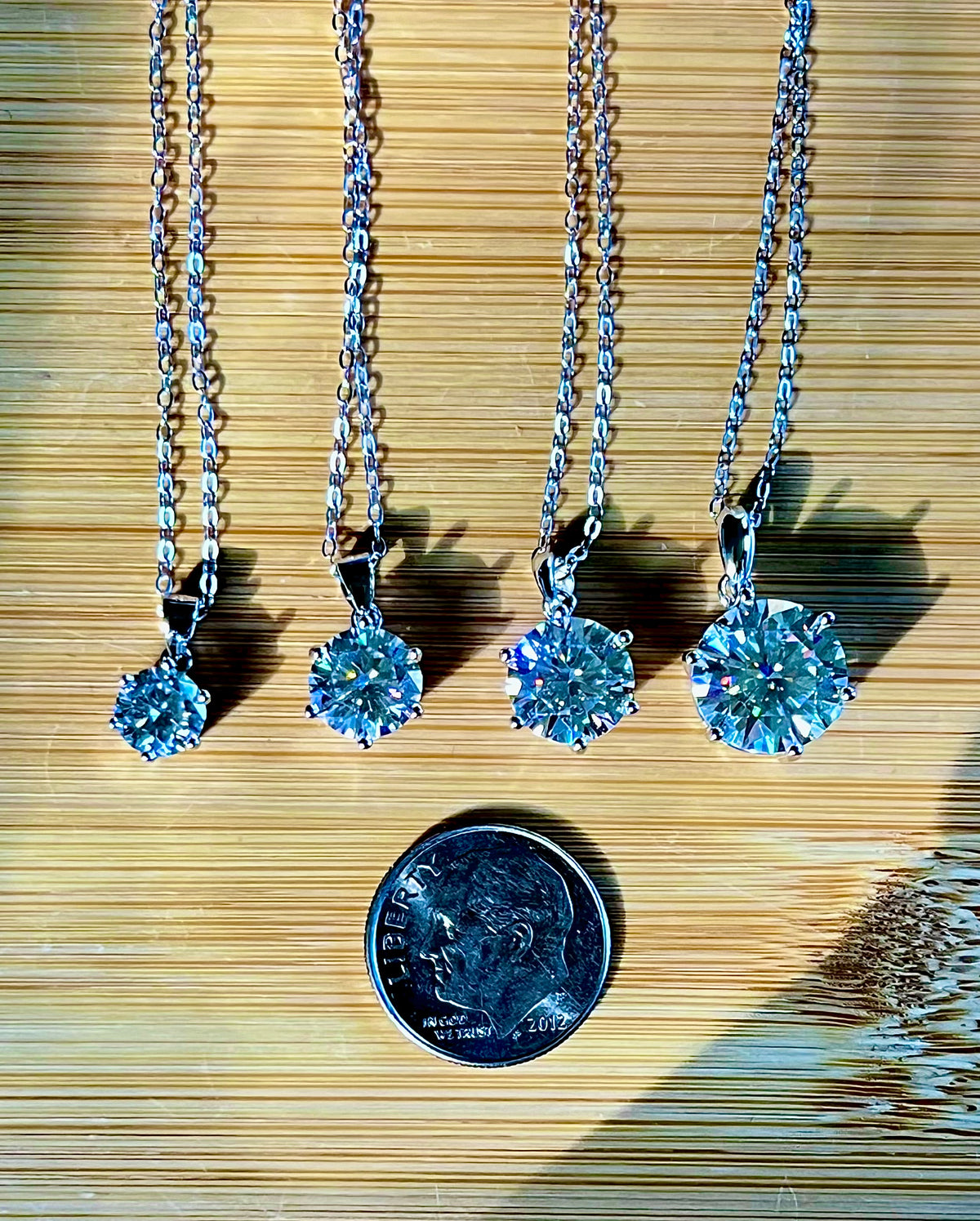 CERTIFIED Moissanite solitaire necklaces. A 1, 2, 3 or 5ct Moissanite in sterling silver and 18k! (10ct also, but listed separately!)