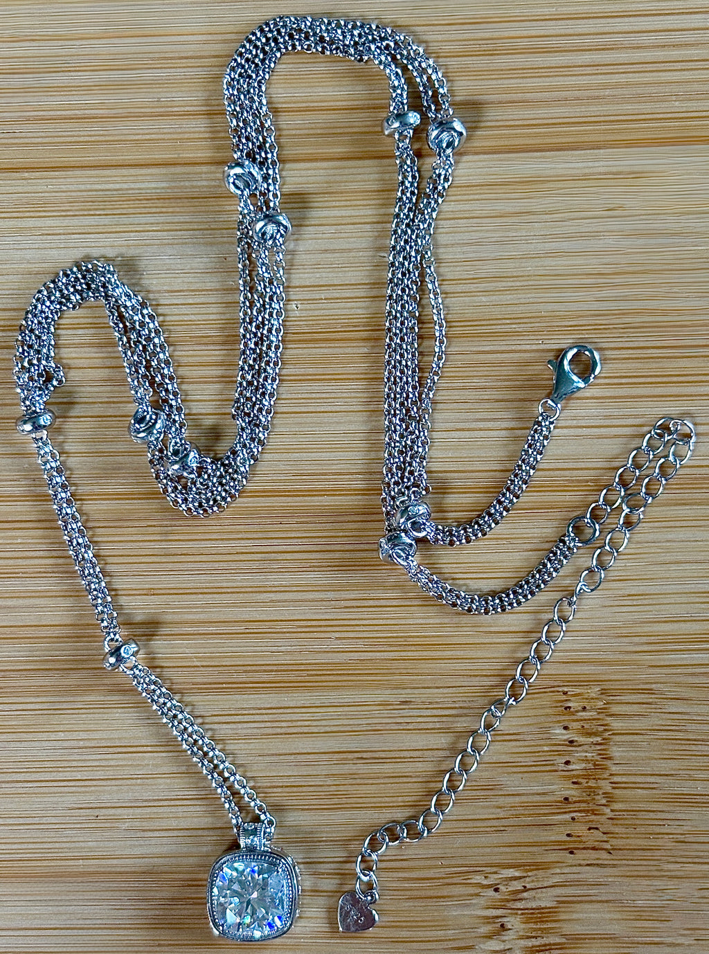 The 3ct certified cushion-cut “Twilight Twinkle” necklace, a limited edition neckpiece (50 only)! A Hand Knotted Jewelry exclusive!