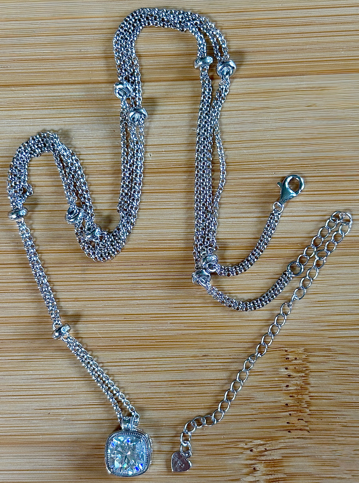 The 3ct certified cushion-cut “Twilight Twinkle” necklace, a limited edition neckpiece (50 only)! A Hand Knotted Jewelry exclusive!