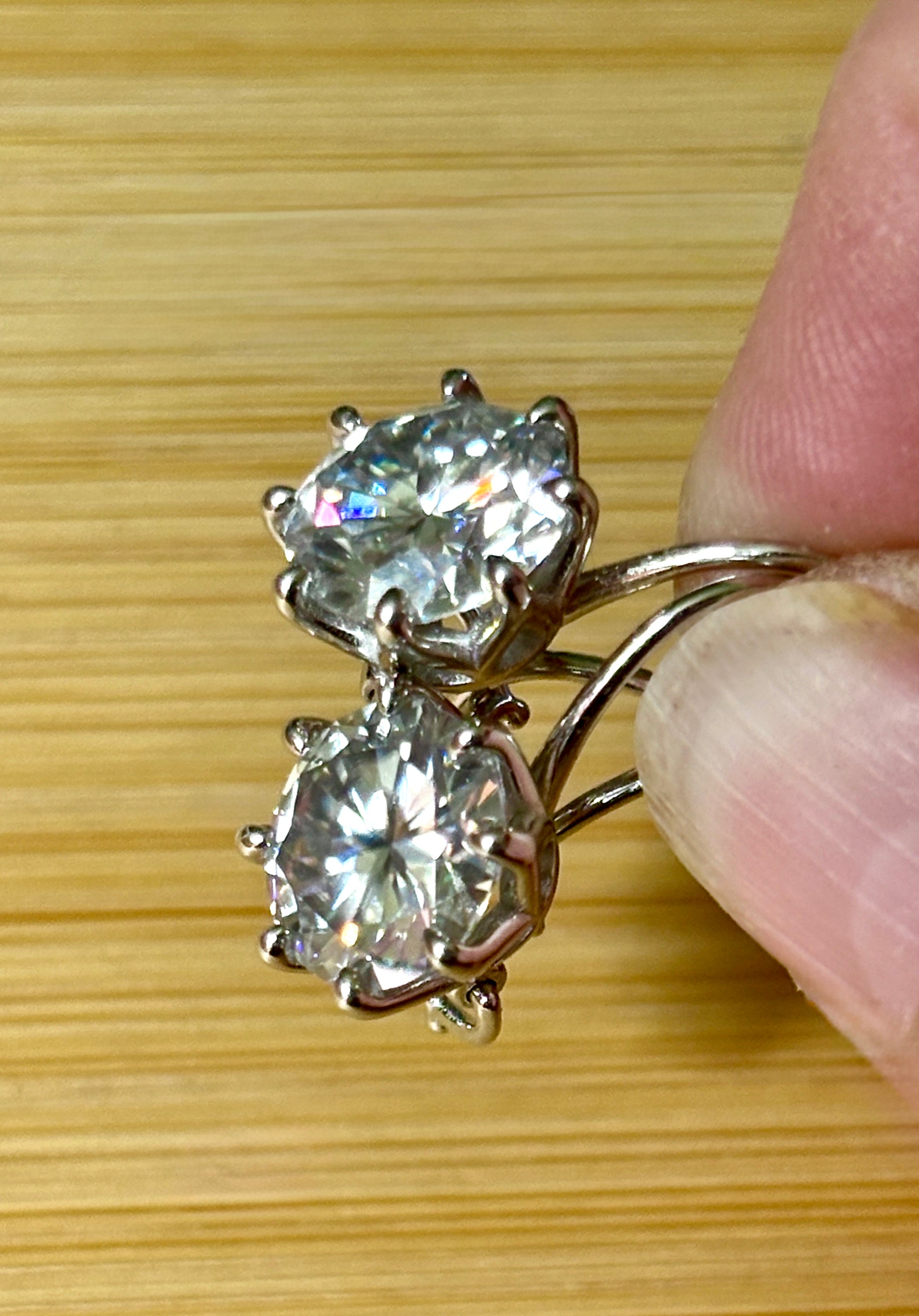 Moissanite earrings. Exclusive 8ctw double certified Moissanite fish hook earrings with *buckle backs* in 935 Argentium silver and 18k white rhodium!