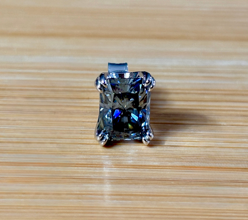 6 cttw Gray Radiant Moissanite Studs (Double Certified)