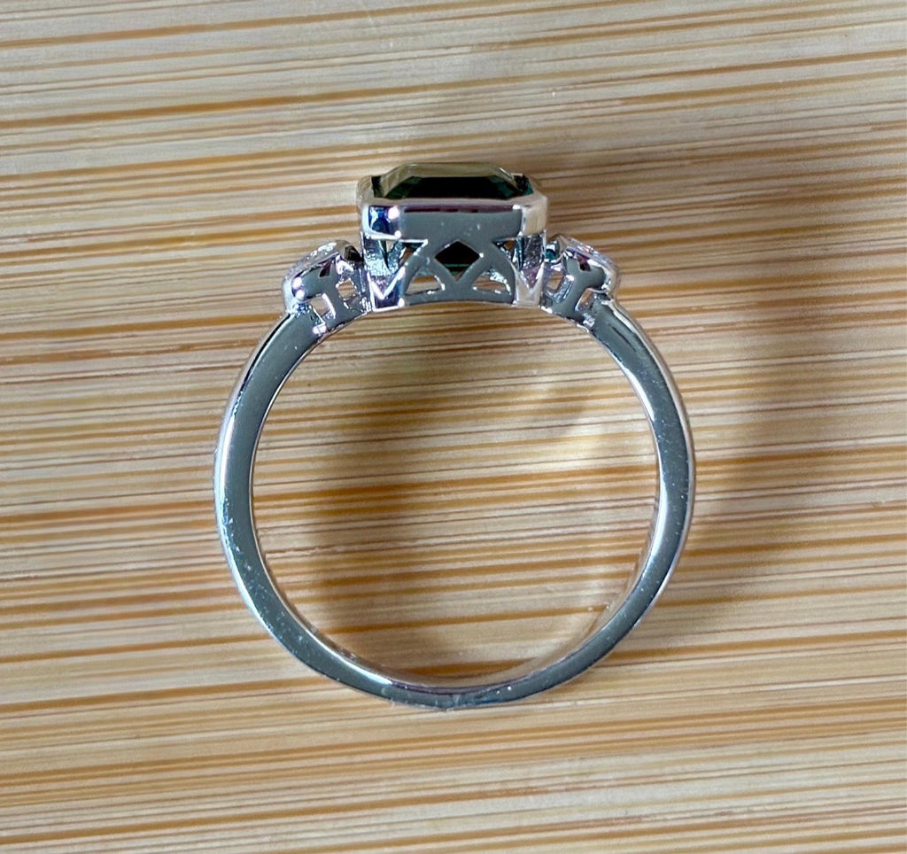 Emerald and Moissanite ring. A certified 2ct lab-grown emerald-cut Zambian emerald and .20cttw Moissanite ring! Exclusive to my shop!