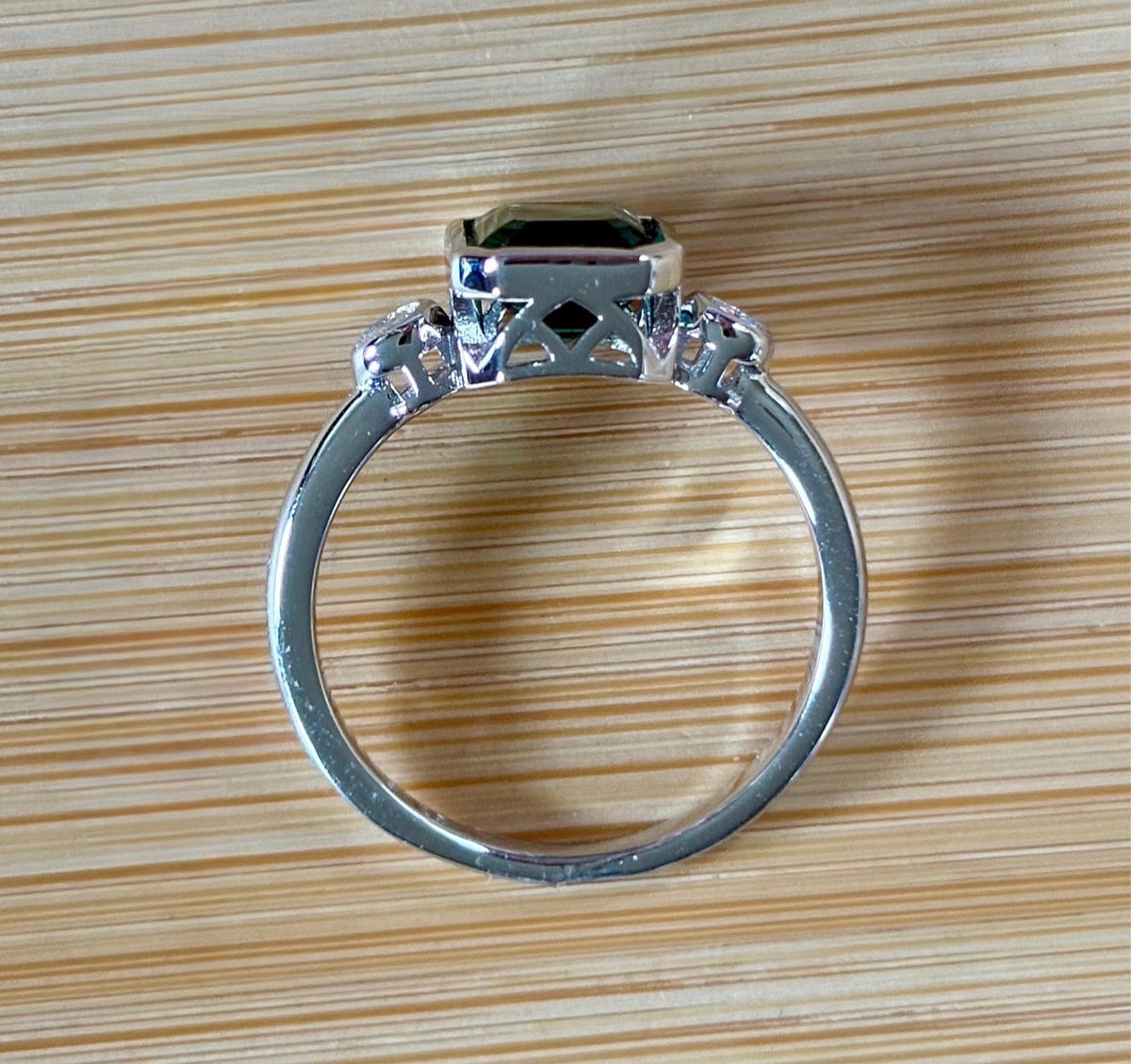 Emerald and Moissanite ring. A certified 2ct lab-grown emerald-cut Zambian emerald and .20cttw Moissanite ring! Exclusive to my shop!