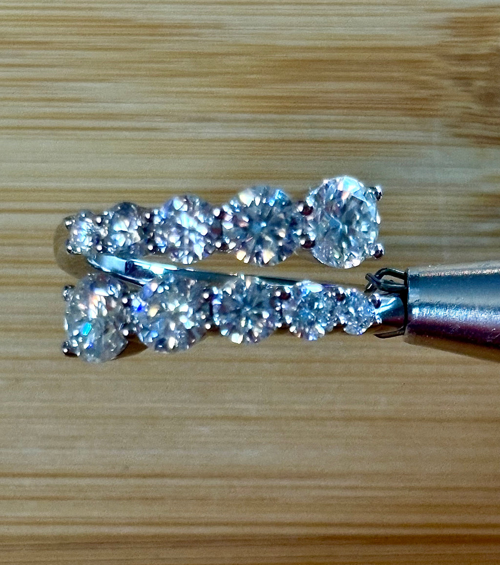 Moissanite ring. A deliciously decadent, sparkling 3.46cttw certified Moissanite bypass ring in heavy sterling or ARGENTIUM silver and 18k!